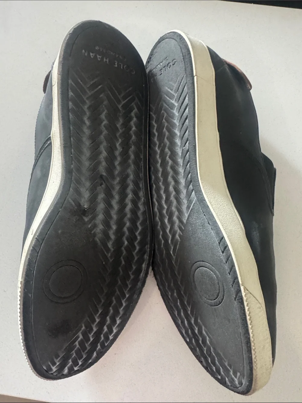 Cole Haan Black Leather Slip-On Sneakers with Brown Heel Tab
